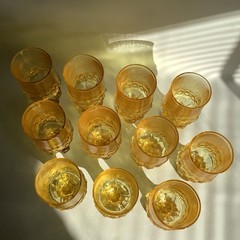 Lot of 21 VTG Tiffin Franciscan Madeira Cornsilk Yellow Glass Tumblers + 2 Bowls