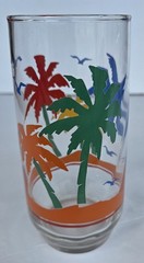 4 Vintage Libbey Tropical PALM TREES & BIRDS Drinking Glasses 16oz NEW