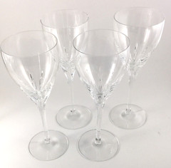 4 Lenox Crystal Firelight Clear Wine Goblets 8″ Glass Stemware Vintage 1987-2010