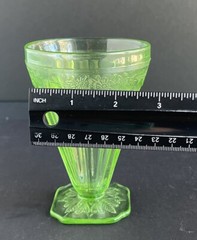 Vintage Jeannette Green Depression Glass Footed Ice Tea Tumbler Decor Cup