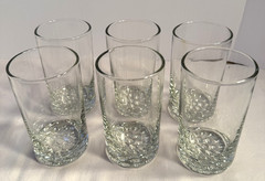 6 Qty Bubble Dot Base Old Fashion Rocks Drinking Glasses 4.75″ Juice Clear Glass