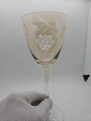 Royal Gallery Amber Crystal Wine Glass 9″ Etched Grapevine RGA4 – Elegant…