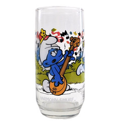 Harmony Smurfs Drinking Glass Tumbler Wallace Berrie 1983 Peyo Vintage