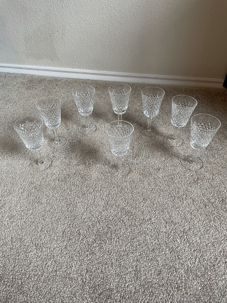 8 Cut Crystal Sherry/Cordial Glasses – Vintage Diamond Lattice Pattern
