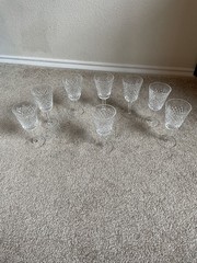 8 Cut Crystal Sherry/Cordial Glasses – Vintage Diamond Lattice Pattern