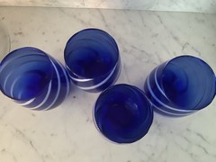Alessandro Coppola Murano Glass Made In Italy Set Of 4 Blue Swirl Tumblers