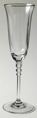 Set of 4 Mikasa Sonata Champagne Flutes Leaded Crystal Gold Rim