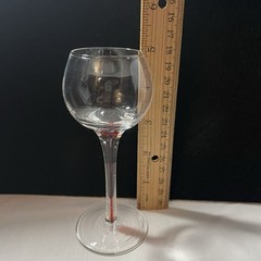 Petite Hand Blown Wine Glasses Clear With Red Infused Stem