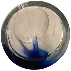 Lot 5 Libby Cobalt Blue Ribbon Impressions High Ball Swirl Dimple Clear Glasses