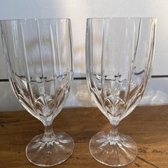 2 Mikasa Berkeley Crystal Iced Tea Water Glasses 7 1/4”