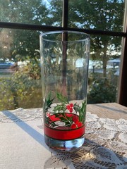 Christmas Holly and Berry Libbey Highball Glass ~2.8″ Diameter 6.25″ Tall