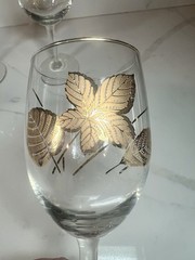 1960s 22k Gold Leaves/Foliage Wine Glasses- Set Of 6 MCM Barware Vintage