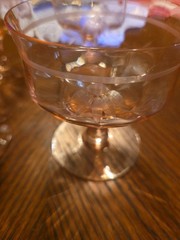 Set of 4 Tiffin Franciscan Pink Depression Glass Sherbert Glass Etched