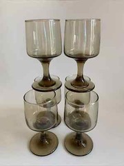 SET OF 6 Mid Century Modern Libbey TAWNY ACCENT Brown 5-1/4″ Wine Glasses