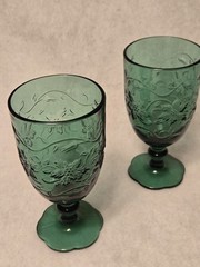 Princess House Fantasia Poinsettia Emerald Green 16 Oz Iced Tea Glass Set of 2