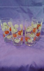 4 Libbey Royal Norfolk Crisa Pumpkins Fall Harvest Hball/Tumbler Glasses 16 Oz