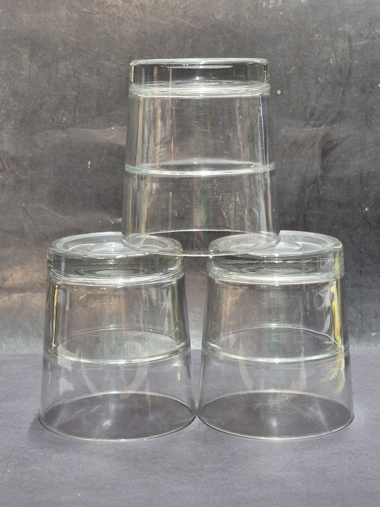 Set of 3 Clear Heavy‑Base Lowball Glasses 3.25″ x 3.6″ Barware Tumblers