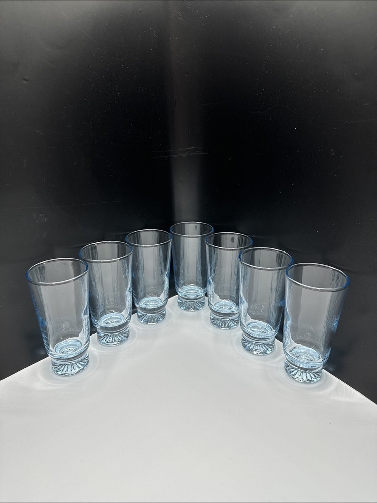 7 Vtg Star Sapphire Juice Glasses Blue Duz Detergent Promo 1950 4 Oz 4.25” (#351
