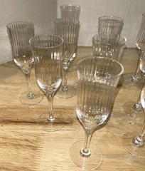 Lot (10) ORREFORS SWEDEN Cordial Blanche Ribbed Optic Crystal Mid Century Modern