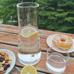 Clear Water Carafe Set with Tumbler Glass – 30 oz Nightstand Decanter for Bedroo