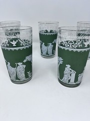 Jeannette Hellenic Wedgwood Green Roman/ Grecian 8 Oz Tumbler 5” High