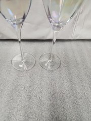 Toscany Crystal Romania Hand Blown Wine Glasses Set Of 2 Rainbow Iridescent!