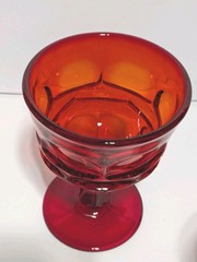 Set Of 2 Fostoria Argus Ruby Red Stemmed HFM Wine Glasses 4 7/8″ Vintage
