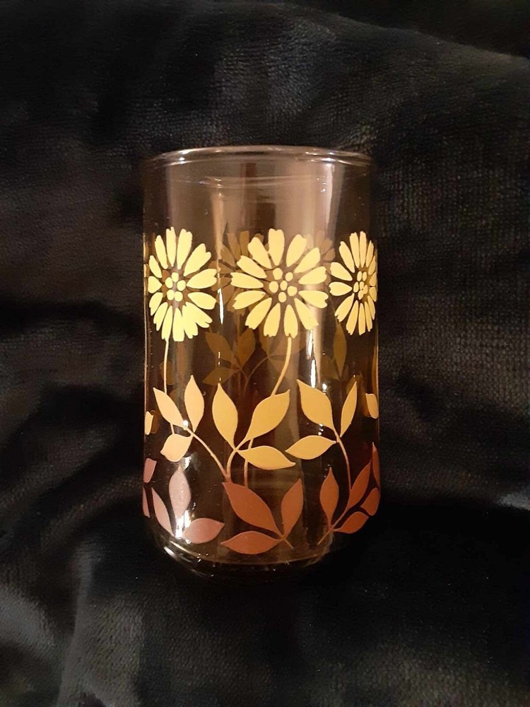 1970s Libby Short Glass Set Of 8 Pieces Flowers Gradient Colors