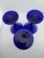 Libbey Cobalt Blue Southwest Design Stamped 6.5” Martini Glasses SET OF 3 UNIQUE