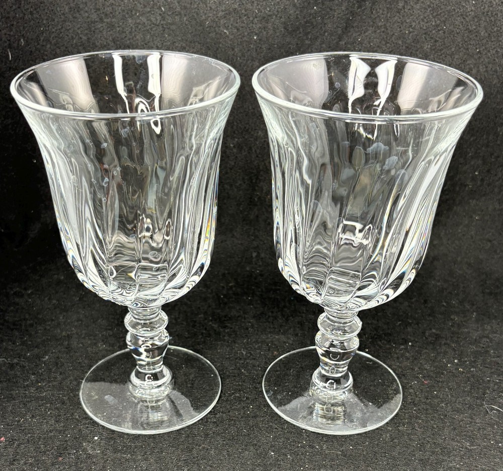 Gorham Gentry Clear Crystal Water Goblets 6.7in Discontinued Set of 2