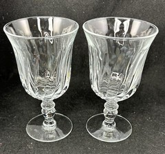 Gorham Gentry Clear Crystal Water Goblets 6.7in Discontinued Set of 2