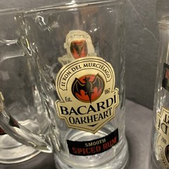 Bacardi OAKHEART Heavy Textured Glass Rum Mug/Tankard – Set of 4