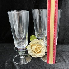 Block Crystal Carnival Pattern Iced Tea Glasses, 7 3/4″ Set of 4 Art Deco