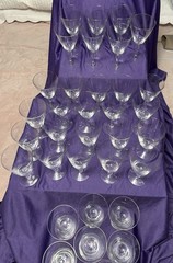 Fostoria Engagement Collection Crystal Water/Wine Glasses. Platinum Trim. 34 Pc