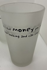 4 Frosted Glasses Flared FUNNY Saying Quotes Sam Levenson Elizabeth Taylor 6” H