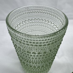 Set of 3 Jupiter Beaded Hobnail Light Green Highball Tumbler Drinking Glass