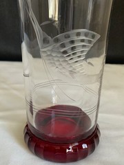 Vintage Duncan Miller No. 560 Ruby Glass Foot Sailfish Cut Tumbler