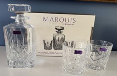 Marquis by Waterford Markham Decanter & Double Old Fashioned Glass Set READ DESC