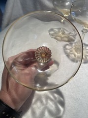 RARE SET OF 3 HEISEY OLD DOMINION SAHARA YELLOW CHAMPAGNE TALL SHERBET GLASSES