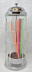 Vintage Gemco GLASS STRAW HOLDER Jar Barbershop Comb Soda Pop MCM Retro Bar 11″