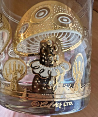 Culver Ltd 22k Gold Mushroom Lowball Cocktail Glass Vtg Mid Century MCM Signed