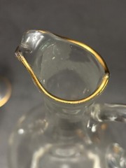 MCM Cordial Set Decanter & 5 Glasses Cut Etched Frosted & Gilt