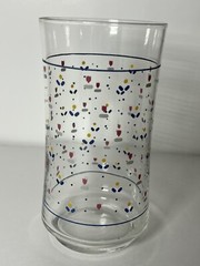 Lot of 4 VTG Sango Country Borders 12oz Glass Tumblers Mini Tulips Dots MCM
