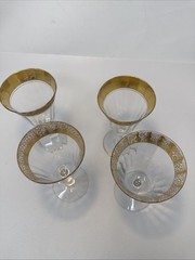 4 – Tiffin Franciscan Rambler Rose 6 3/4″ Water / Wine Glasses – Heavy Wear