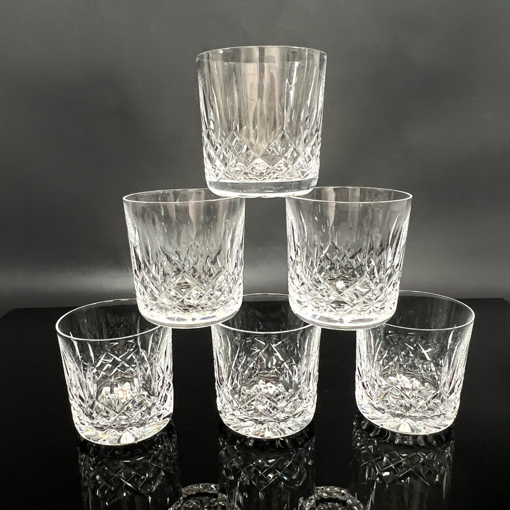 WATERFORD CRYSTAL LISMORE 3 1/8″ OLD FASHIONED GLASSES SIGNED SET OF 6! MINT