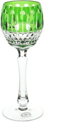 Ajka Xenia Emerald Green Cut to Clear Cased Crystal Wine Goblet 8.25″ New