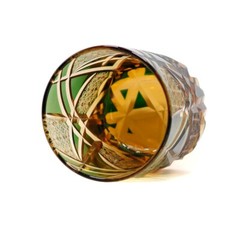 Whisky Glass Tumbler Japanese Style Edo Kiriko Glass Hand Cut To Clear 9oz Green