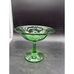 Vintage Green Depression Glass Sherbet Dessert Compote Dish