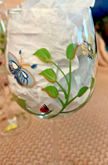 VTG Lenox Butterfly Meadow Hand Painted Crystal Wine Glasses Goblet Set of 7