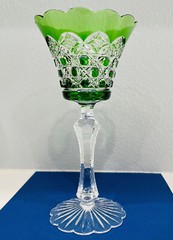 VAL ST LAMBERT LIME PERIDOT CASED TO CLEAR BELGIAN CRYSTAL WINE GOBLET